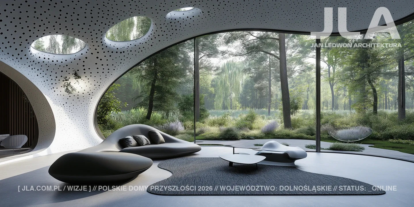 nowoczesne projekty domów minimalistyczny salon JLA WIZJE DOLNOSLASKIE 001